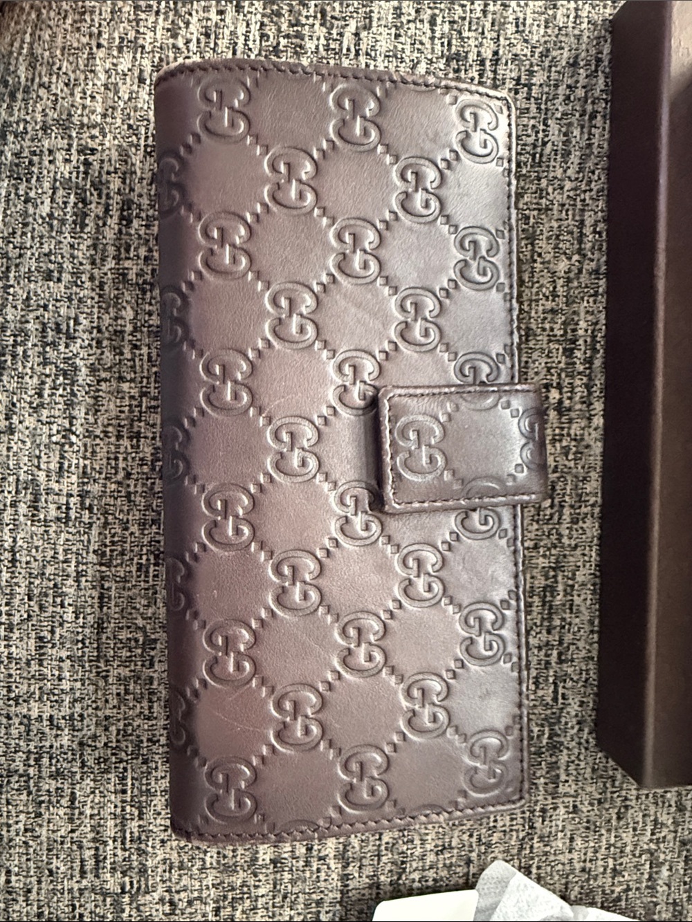 Gucci Embossed Interlocking G Long Wallet in Deep Brown